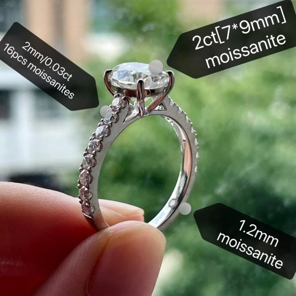 Certified 2.48ct. t.w. Moissanite Diamond Oval Engagement Ring NEW - Picture 9 of 14